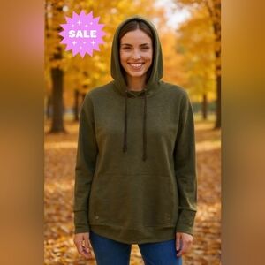 Jane & Delancey - Gray Hoodie, Long Sleeves, Buttons On Cuffs & Slits On Sides